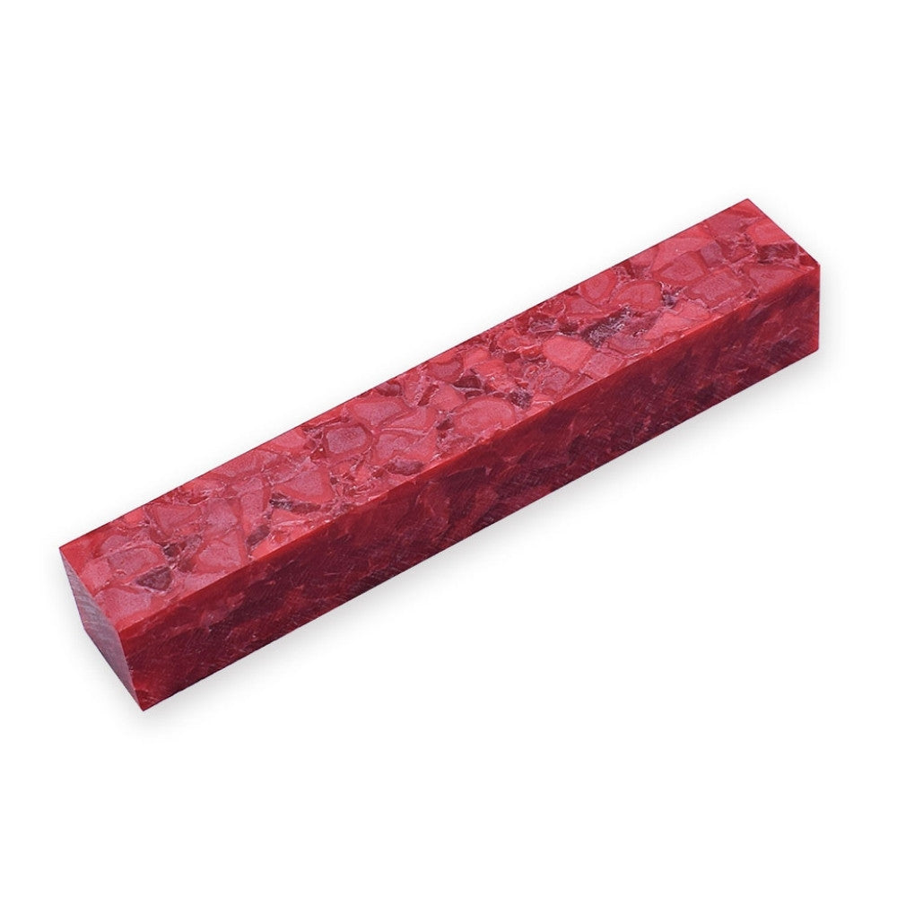 Pen blank - Acryl - 130x20x20 mm - Rot mit weißer Marmorierung - Pfeifenecke